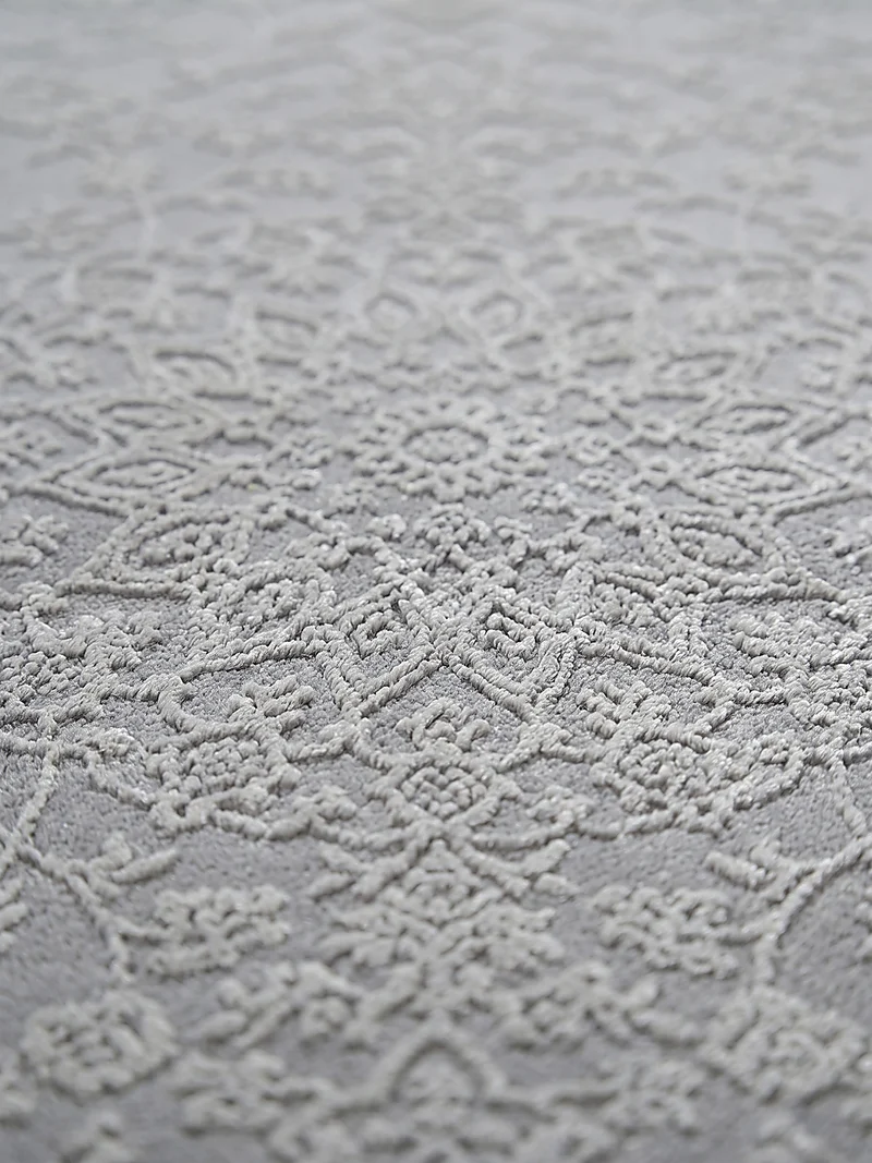 Kurzflor-Teppich Hellgrau dezent strukturiert - Polyester, 13 mm Gesamthöhe