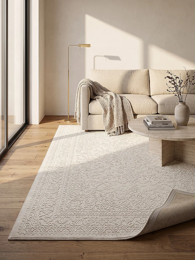 Kurzflor-Teppich Hellgrau dezent strukturiert - Polyester, 13 mm Gesamthöhe