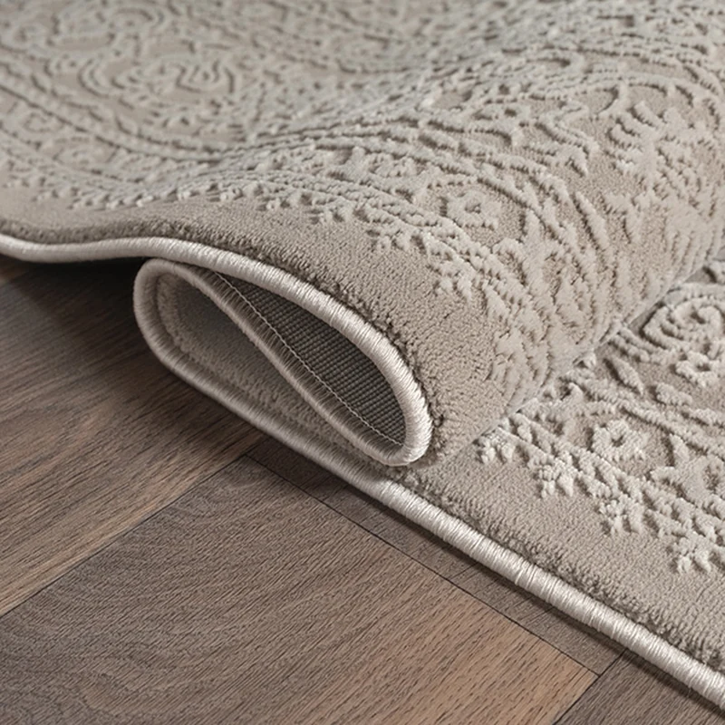 Kurzflor-Teppich Hellgrau dezent strukturiert - Polyester, 13 mm Gesamthöhe
