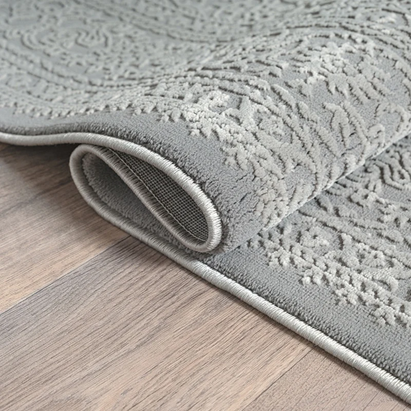 Kurzflor-Teppich Hellgrau dezent strukturiert - Polyester, 13 mm Gesamthöhe