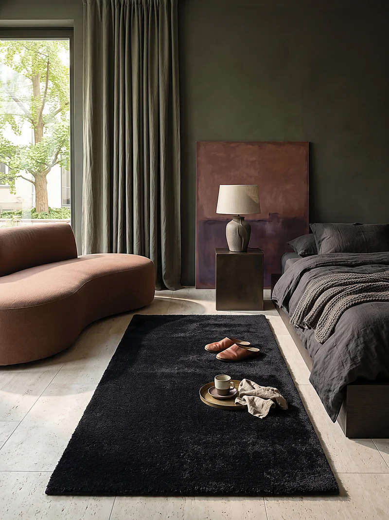 Hochflor-Teppich Uni - Polyester, 17 mm Gesamthöhe