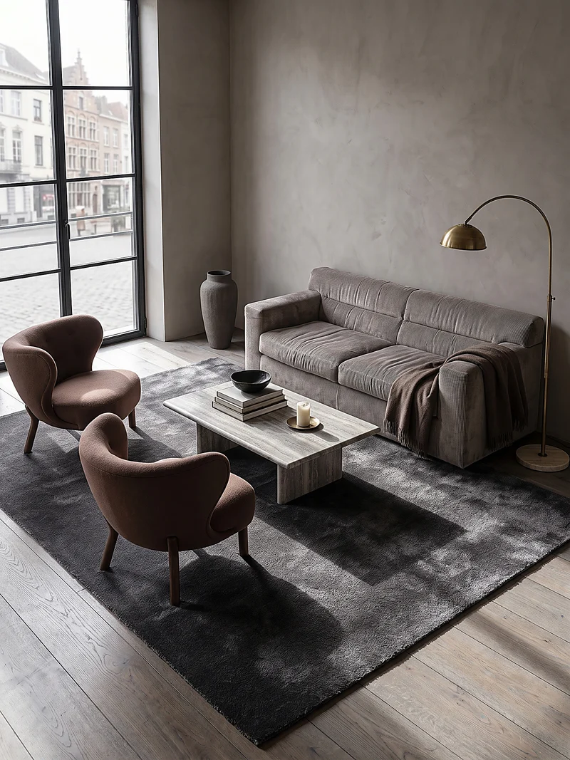 Hochflor-Teppich Uni - Polyester, 17 mm Gesamthöhe