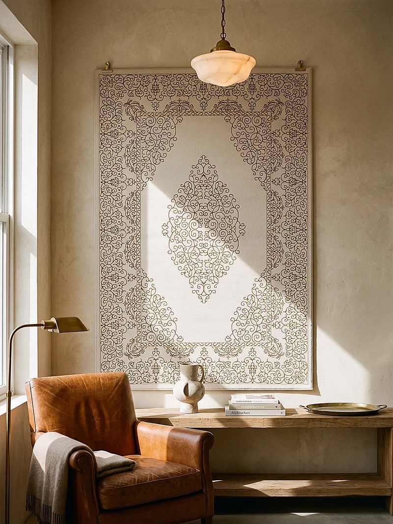 Kurzflor-Teppich Filigranes Orient-Medaillon - Polyester, 13 mm Gesamthöhe