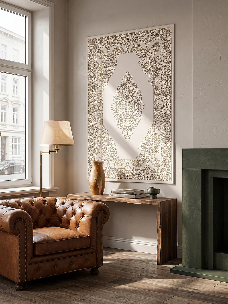 Kurzflor-Teppich Filigranes Orient-Medaillon - Polyester, 13 mm Gesamthöhe