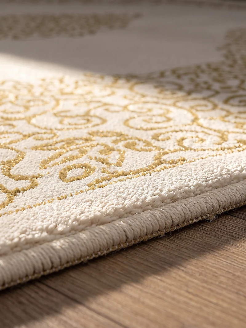 Kurzflor-Teppich Filigranes Orient-Medaillon - Polyester, 13 mm Gesamthöhe