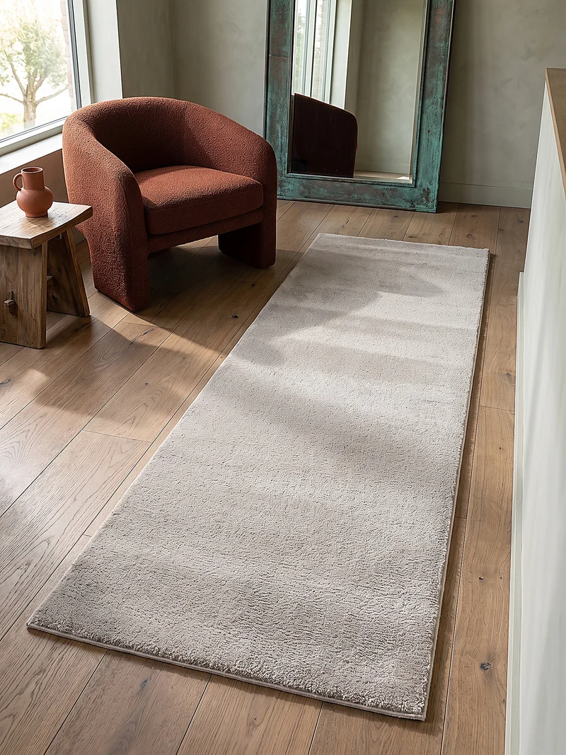 Hochflor-Teppich Cremeweiß Uni - Polyester, 17 mm Gesamthöhe