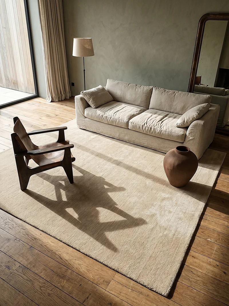 Hochflor-Teppich Cremeweiß Uni - Polyester, 17 mm Gesamthöhe