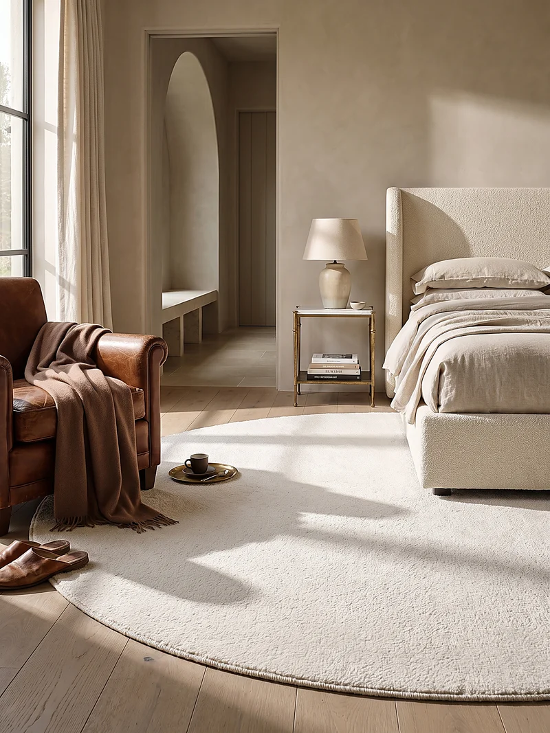 Hochflor-Teppich Cremeweiß Uni - Polyester, 17 mm Gesamthöhe
