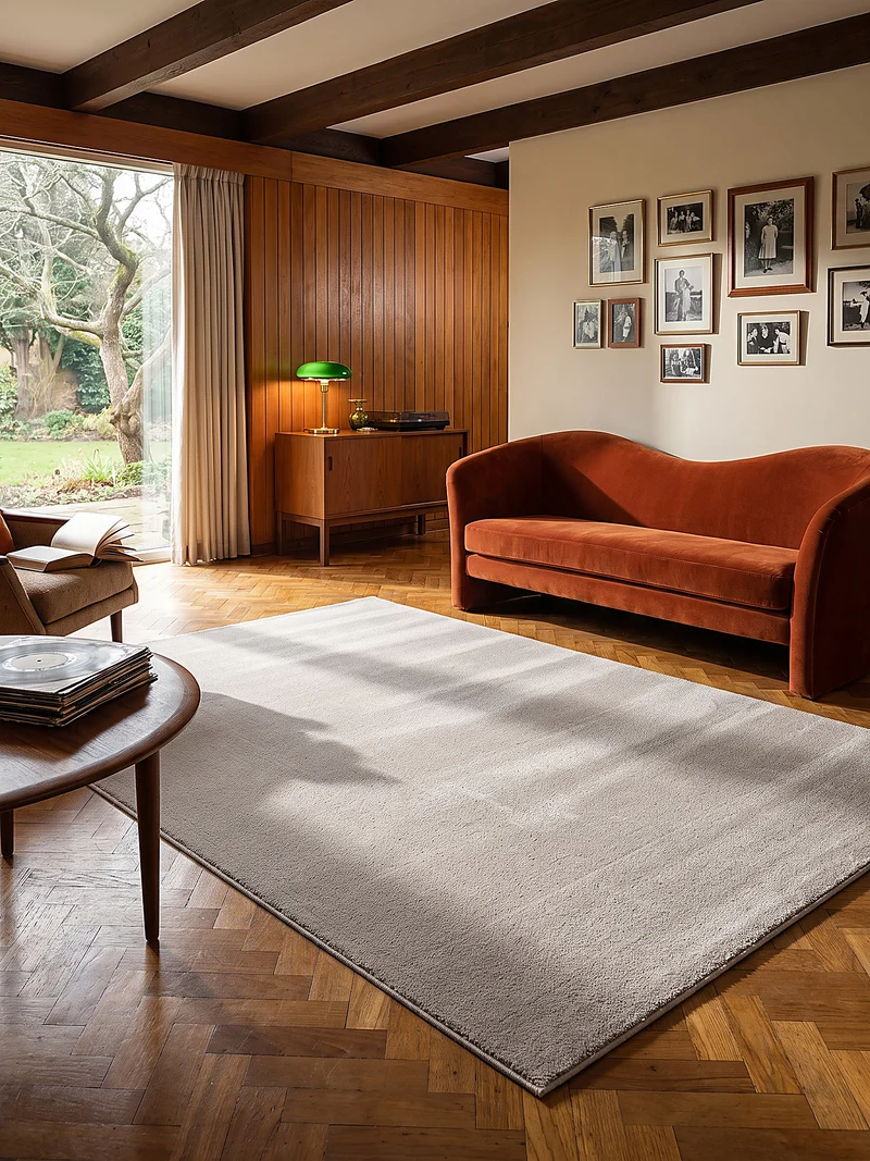 Hochflor-Teppich Cremeweiß Uni - Polyester, 17 mm Gesamthöhe