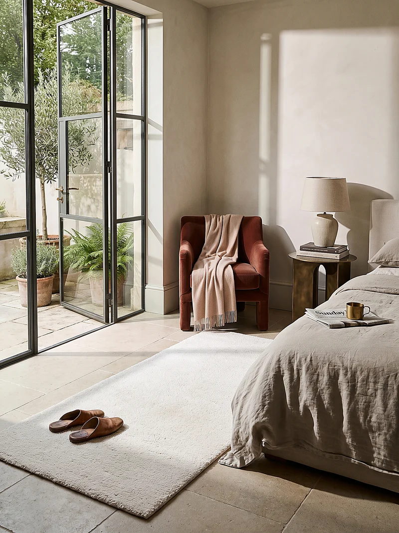 Hochflor-Teppich Cremeweiß Uni - Polyester, 17 mm Gesamthöhe