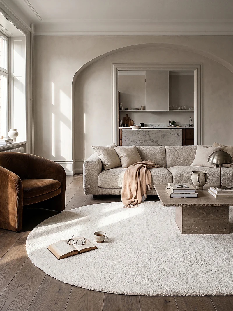 Hochflor-Teppich Cremeweiß Uni - Polyester, 17 mm Gesamthöhe