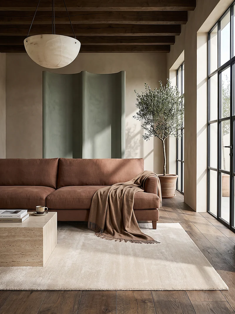 Hochflor-Teppich Cremeweiß Uni - Polyester, 17 mm Gesamthöhe