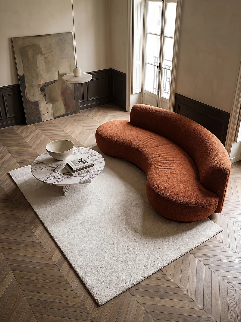 Hochflor-Teppich Cremeweiß Uni - Polyester, 17 mm Gesamthöhe