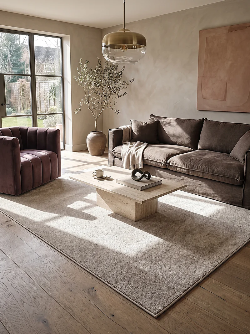 Hochflor-Teppich Cremeweiß Uni - Polyester, 17 mm Gesamthöhe