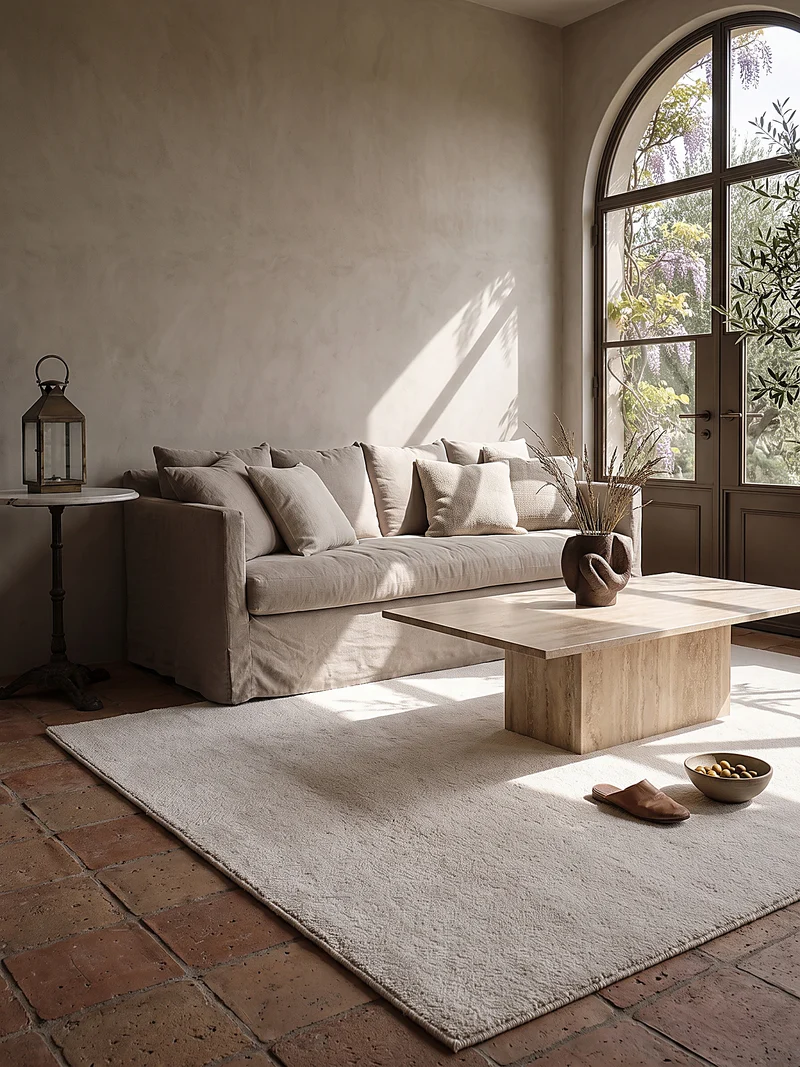 Hochflor-Teppich Cremeweiß Uni - Polyester, 17 mm Gesamthöhe