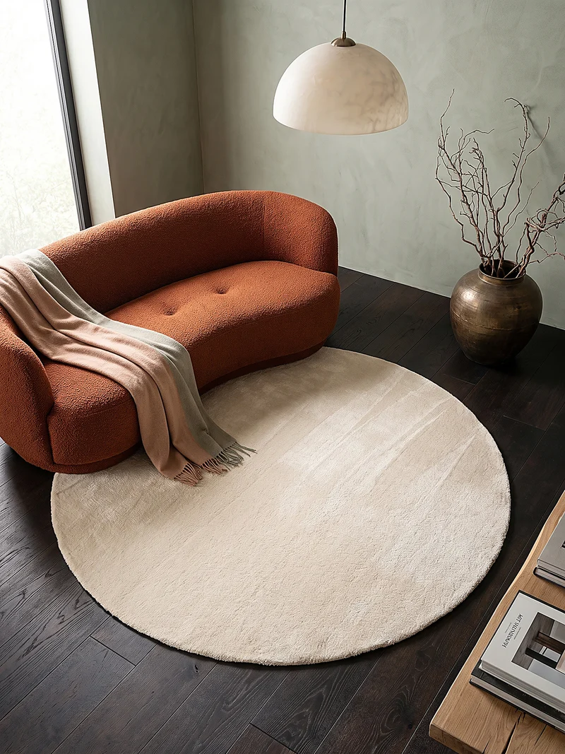 Hochflor-Teppich Cremeweiß Uni - Polyester, 17 mm Gesamthöhe