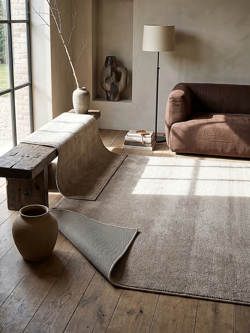 Hochflor-Teppich Cremeweiß Uni - Polyester, 17 mm Gesamthöhe