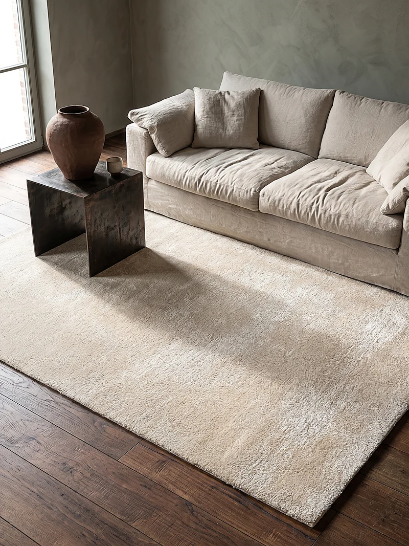 Hochflor-Teppich Cremeweiß Uni - Polyester, 17 mm Gesamthöhe