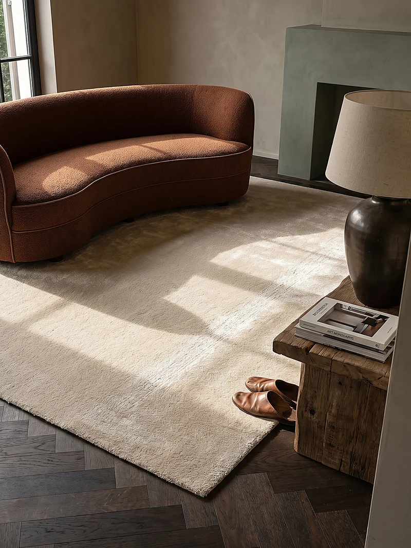 Hochflor-Teppich Cremeweiß Uni - Polyester, 17 mm Gesamthöhe