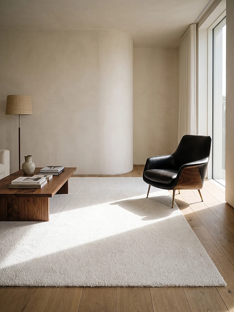 Hochflor-Teppich Cremeweiß Uni - Polyester, 17 mm Gesamthöhe
