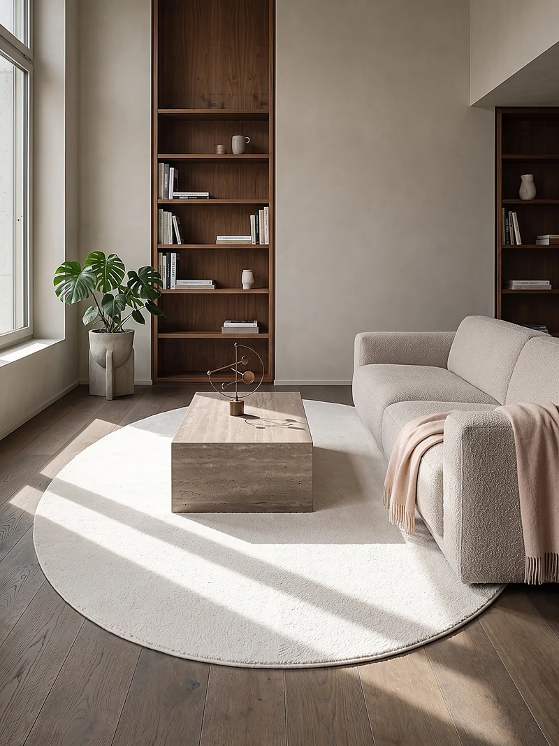 Hochflor-Teppich Cremeweiß Uni - Polyester, 17 mm Gesamthöhe
