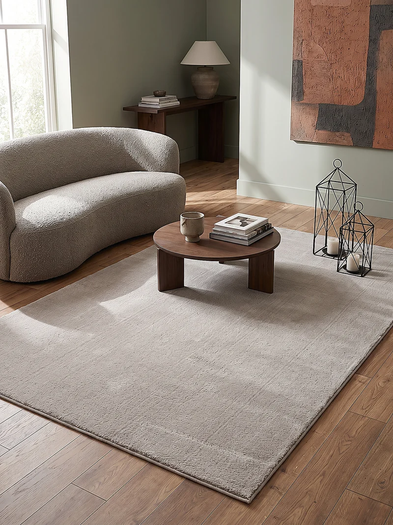Hochflor-Teppich Cremeweiß Uni - Polyester, 17 mm Gesamthöhe