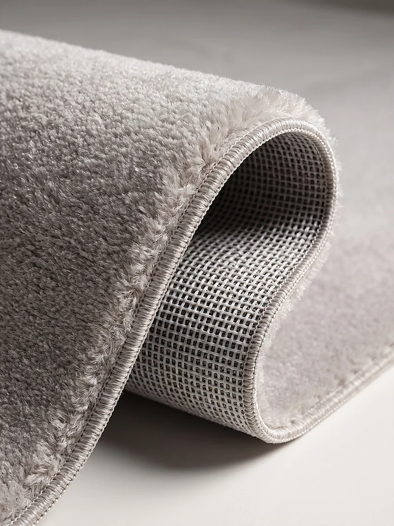 Hochflor-Teppich Cremeweiß Uni - Polyester, 17 mm Gesamthöhe
