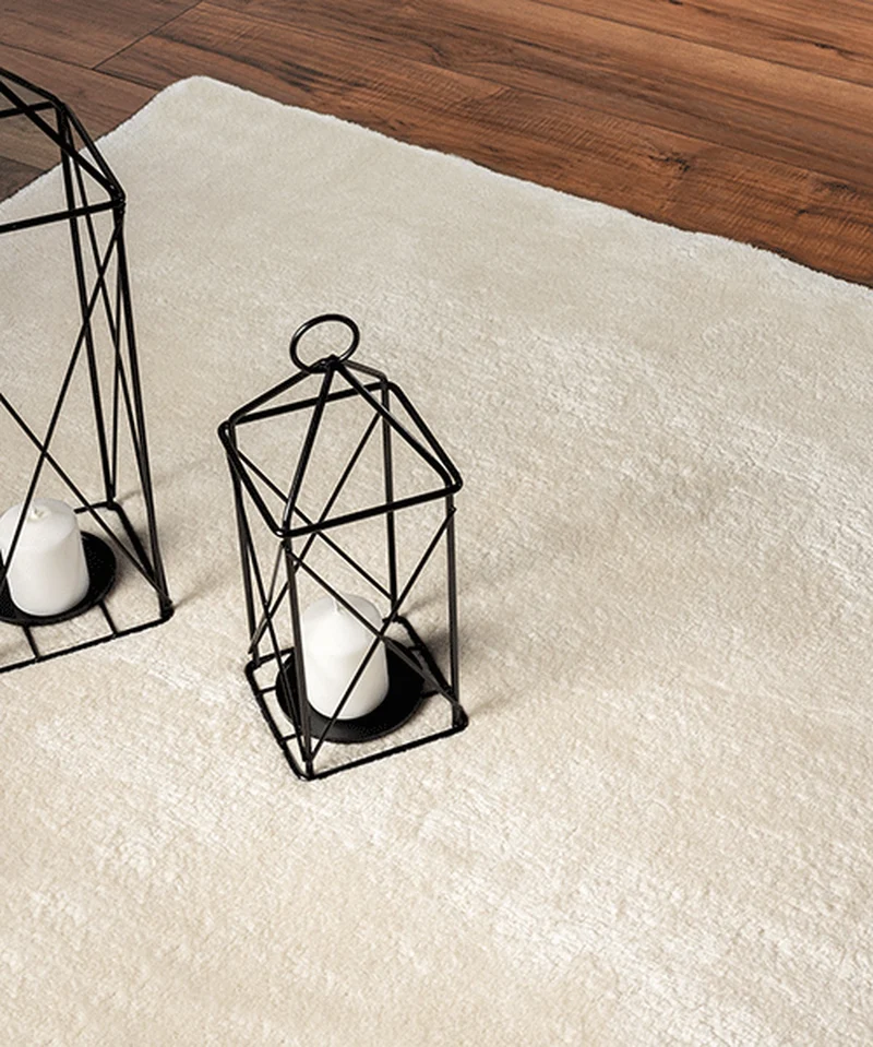 Hochflor-Teppich Cremeweiß Uni - Polyester, 17 mm Gesamthöhe