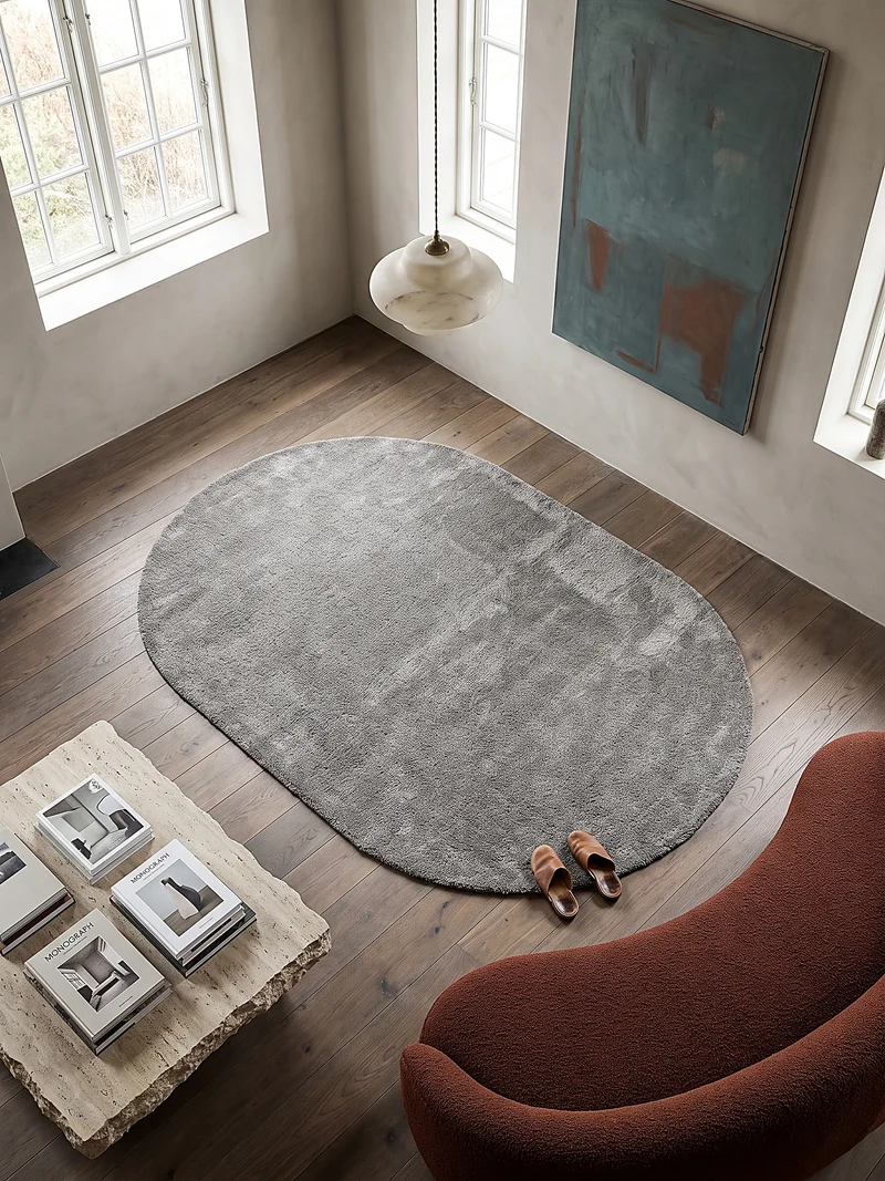 Hochflor-Teppich Hellgrau Uni - Polyester, 17 mm Gesamthöhe