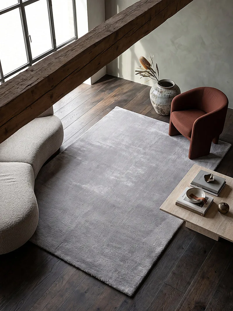 Hochflor-Teppich Hellgrau Uni - Polyester, 17 mm Gesamthöhe