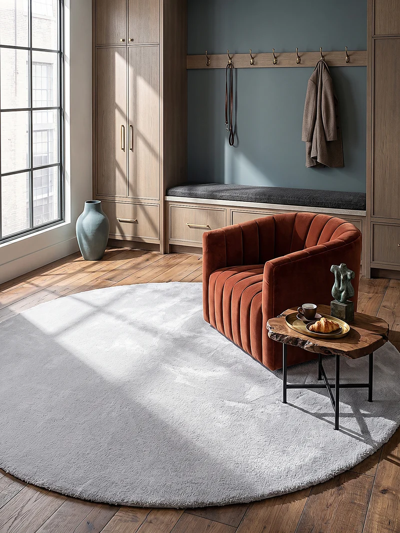 Hochflor-Teppich Hellgrau Uni - Polyester, 17 mm Gesamthöhe
