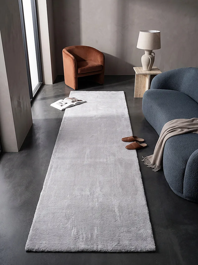 Hochflor-Teppich Hellgrau Uni - Polyester, 17 mm Gesamthöhe