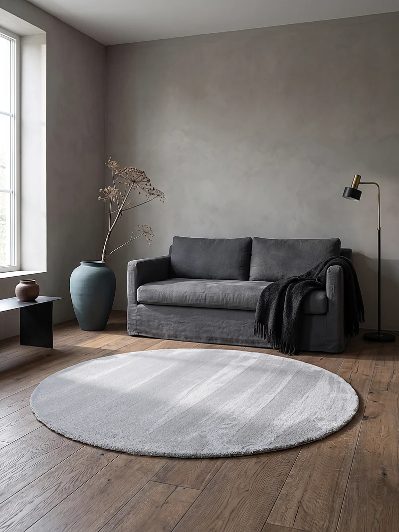 Hochflor-Teppich Hellgrau Uni - Polyester, 17 mm Gesamthöhe