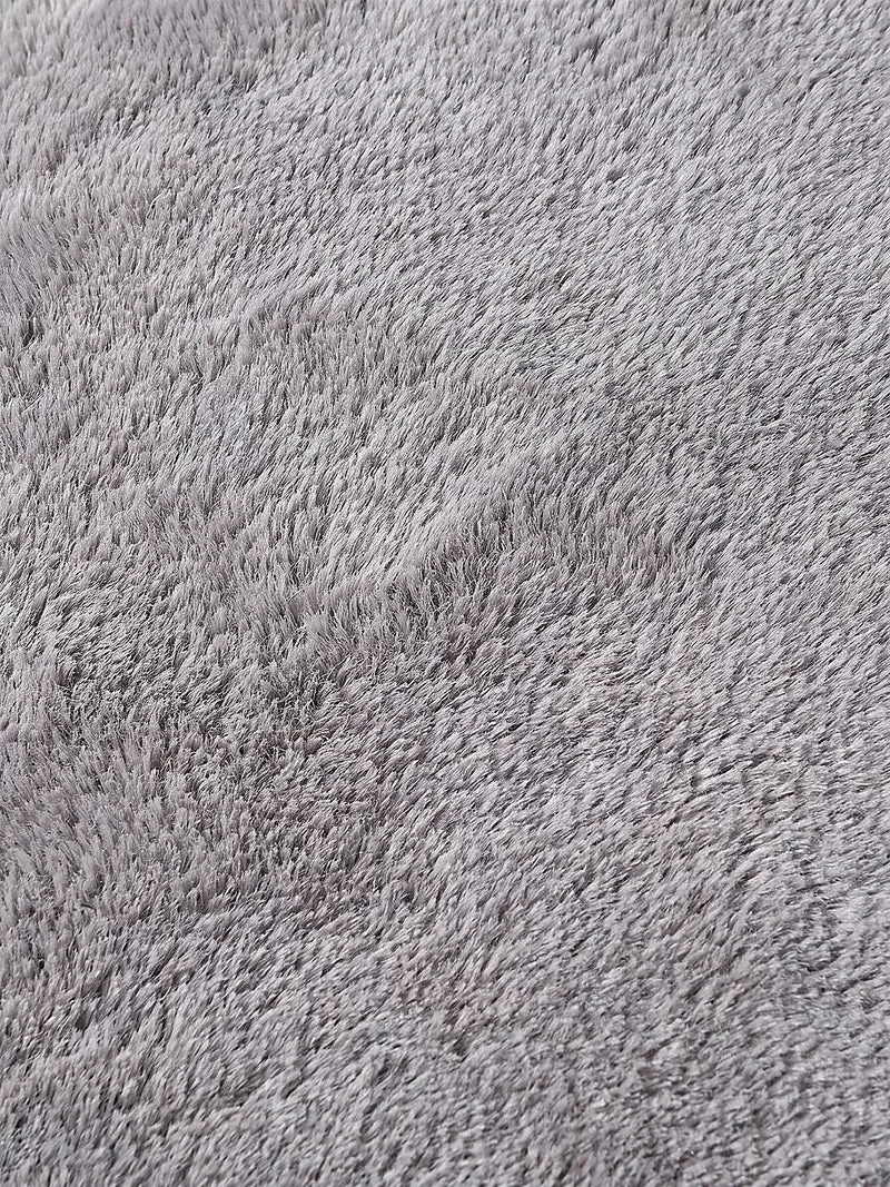 Hochflor-Teppich Hellgrau Uni - Polyester, 17 mm Gesamthöhe