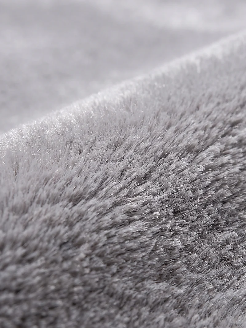 Hochflor-Teppich Hellgrau Uni - Polyester, 17 mm Gesamthöhe