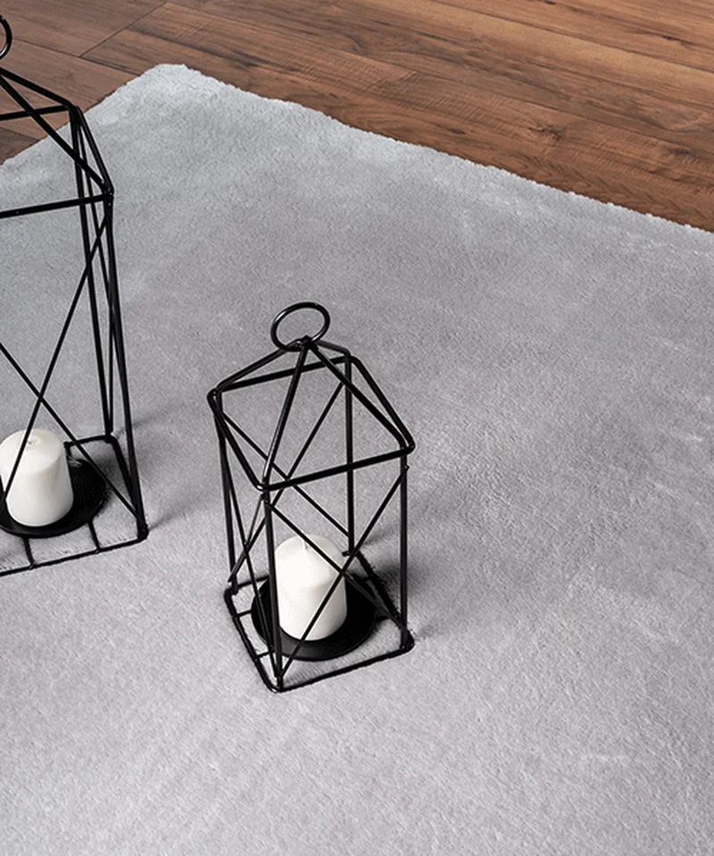 Hochflor-Teppich Hellgrau Uni - Polyester, 17 mm Gesamthöhe