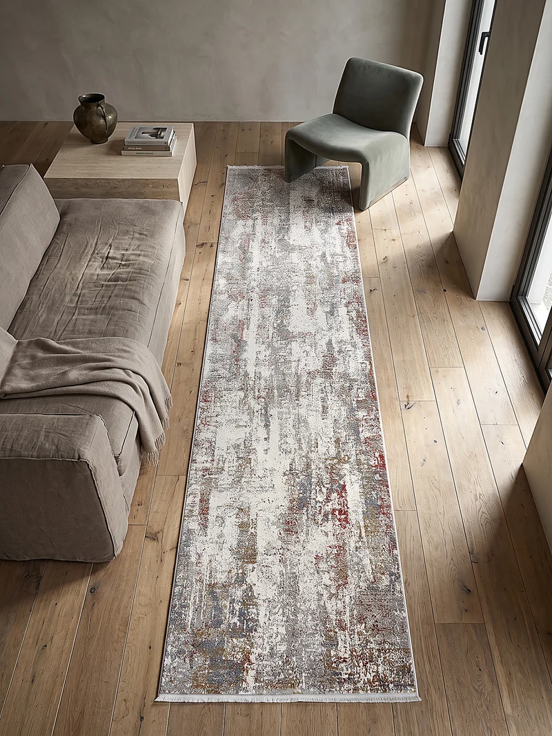 Kurzflor-Teppich Distressed-abstrakter - Polyester, 8 mm Gesamthöhe