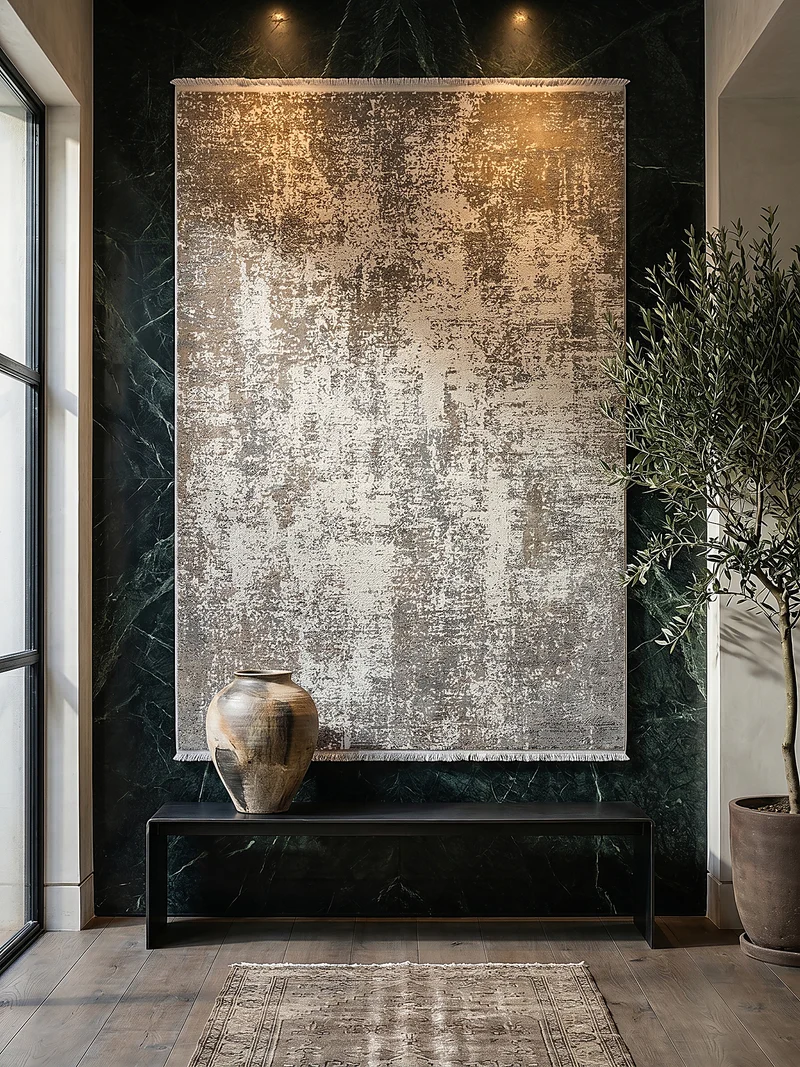 Kurzflor-Teppich Distressed-abstrakter - Polyester, 8 mm Gesamthöhe