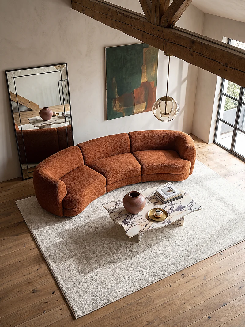 Hochflor-Teppich Cremeweiß Uni - Polypropylen, 18 mm Gesamthöhe