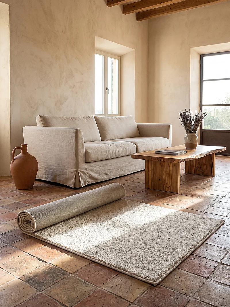 Hochflor-Teppich Cremeweiß Uni - Polypropylen, 18 mm Gesamthöhe