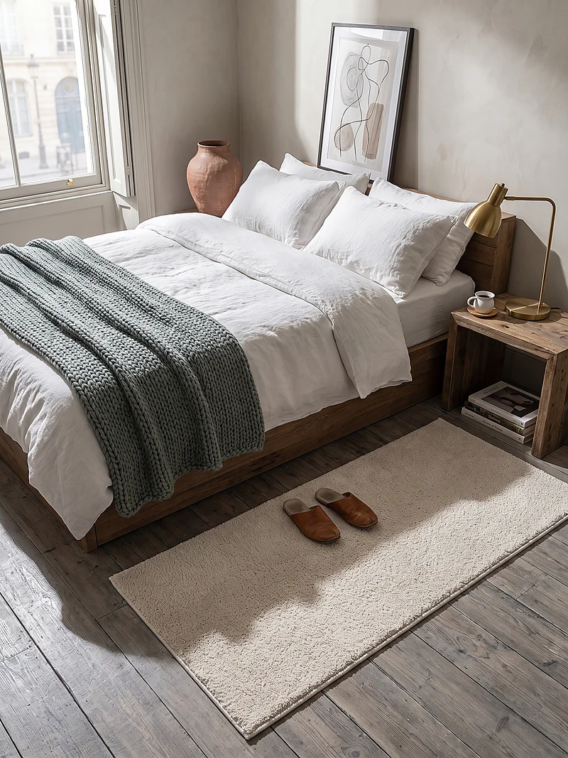 Hochflor-Teppich Cremeweiß Uni - Polypropylen, 18 mm Gesamthöhe