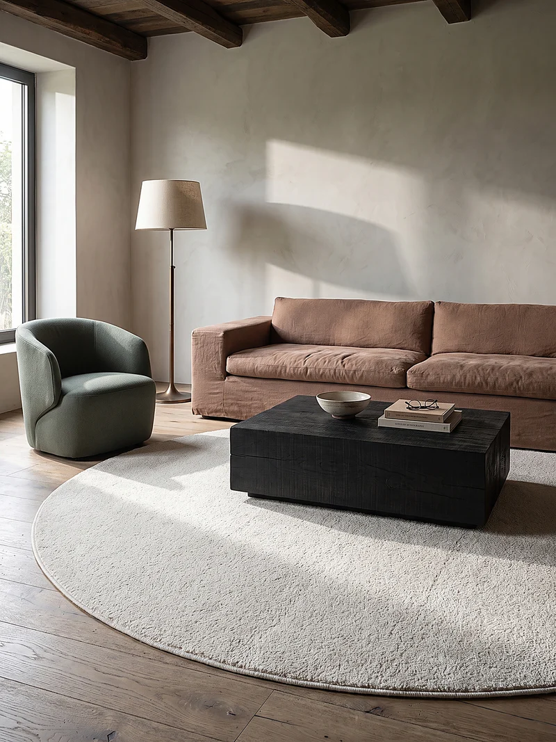 Hochflor-Teppich Cremeweiß Uni - Polypropylen, 18 mm Gesamthöhe