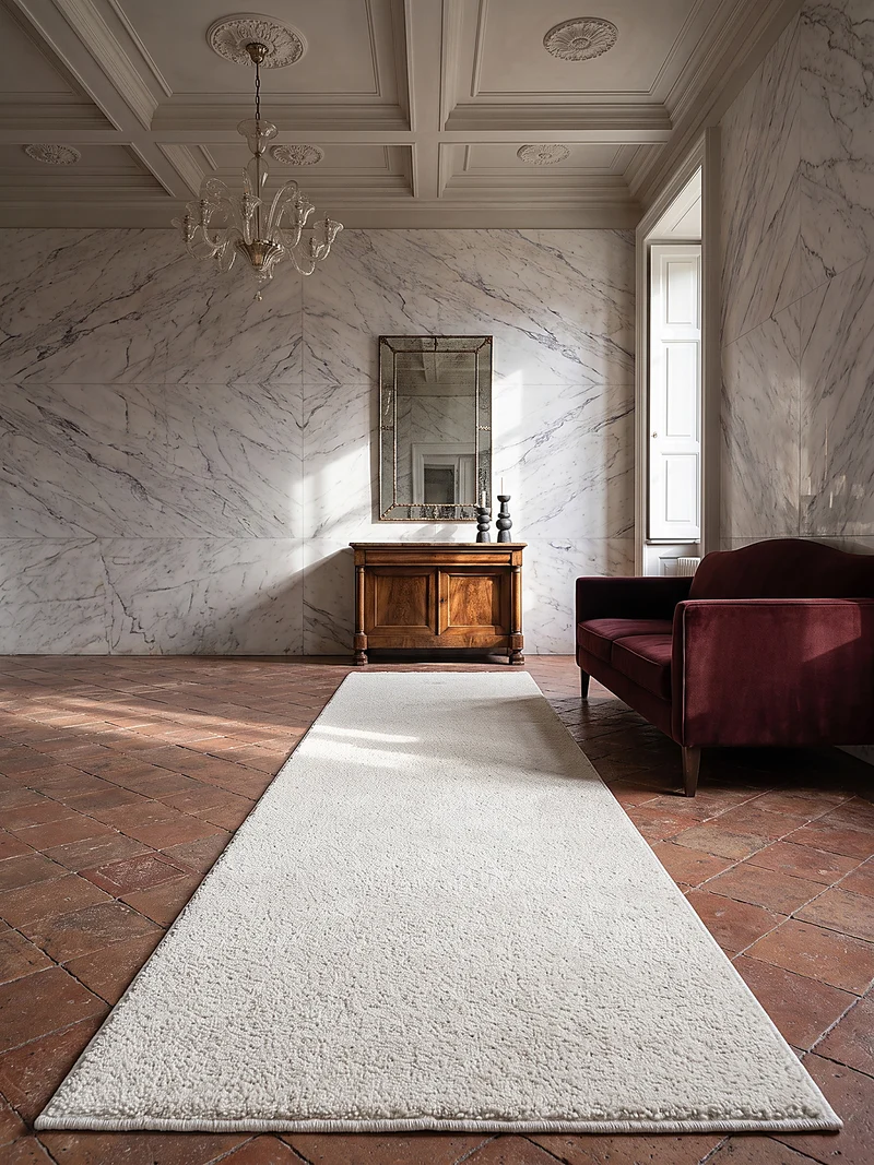 Hochflor-Teppich Cremeweiß Uni - Polypropylen, 18 mm Gesamthöhe