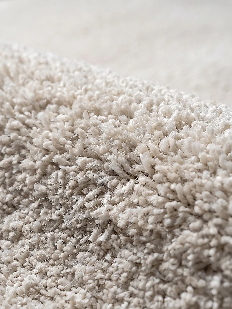 Hochflor-Teppich Cremeweiß Uni - Polypropylen, 18 mm Gesamthöhe