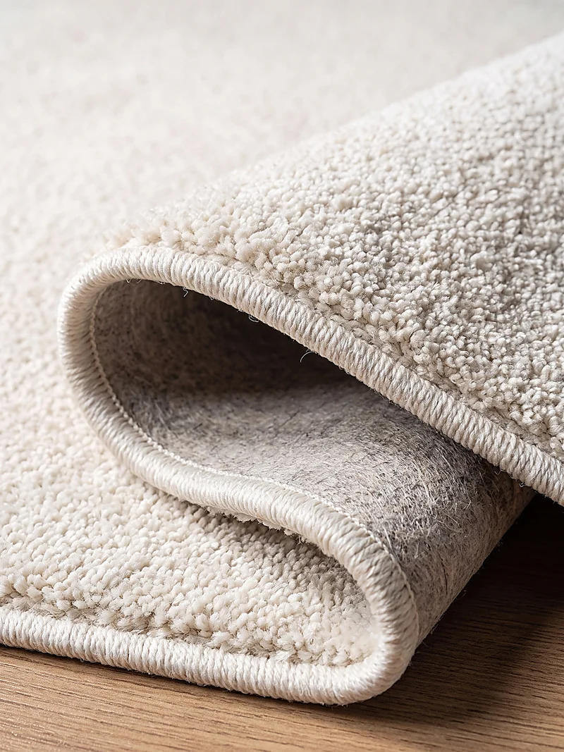 Hochflor-Teppich Cremeweiß Uni - Polypropylen, 18 mm Gesamthöhe