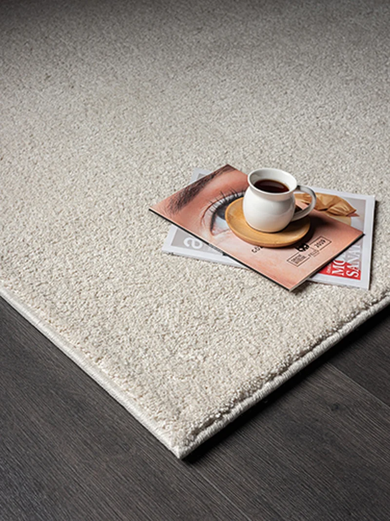 Hochflor-Teppich Cremeweiß Uni - Polypropylen, 18 mm Gesamthöhe