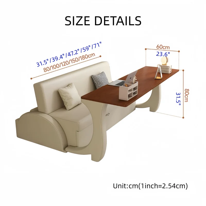 3-in-1-Schlafsofa mit klappbarem Schreibtisch