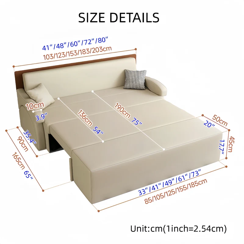 3-in-1-Schlafsofa mit klappbarem Schreibtisch
