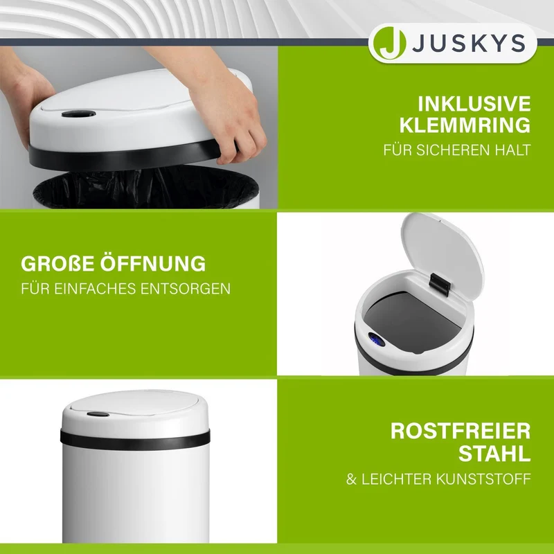 Runder Mülleimer mit Sensor