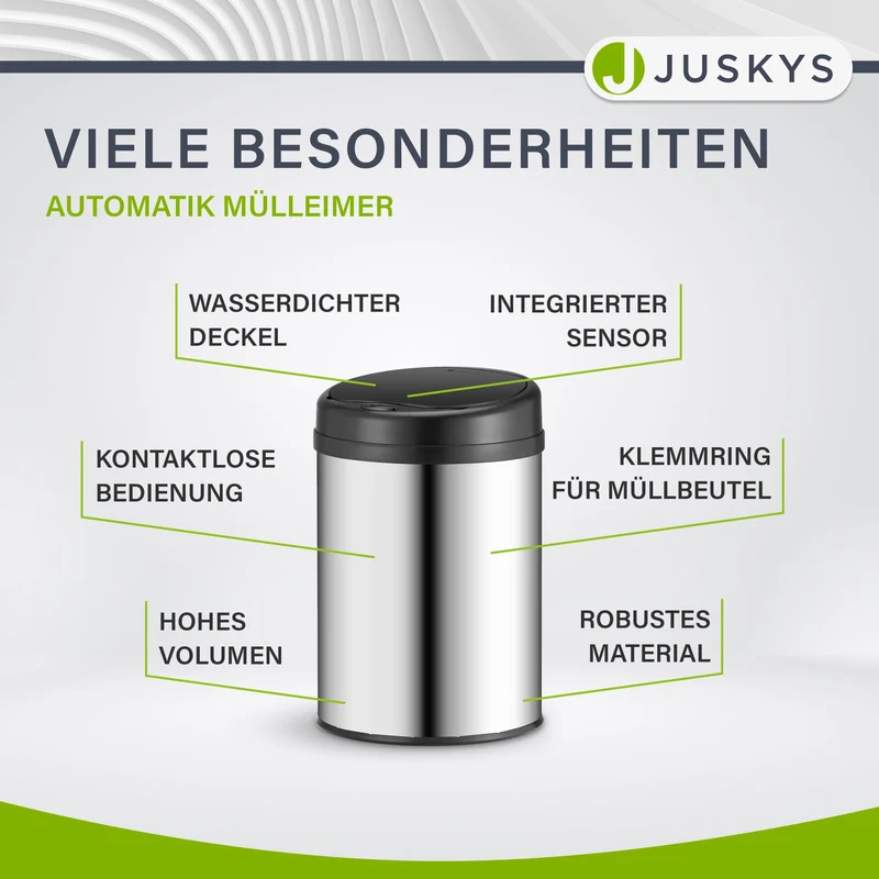 Runder Mülleimer mit Sensor
